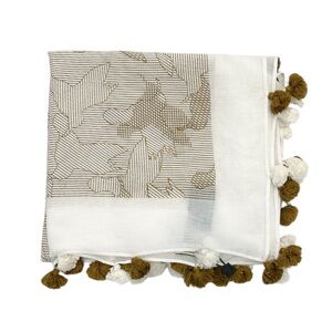 Aigle Bird Patterned Scarf with Tassels